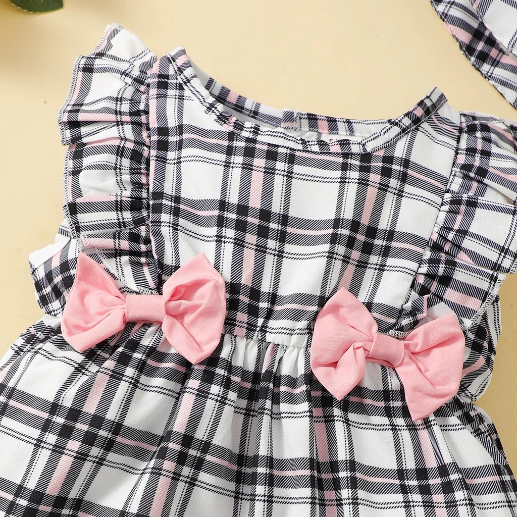 0-18 Months Newborn Baby Girl Clothes Cute Plaid Design Summer Romper+Hat 2Pcs Suit Fashion Holiday Clothing For Toddler Girl thumbnail 3