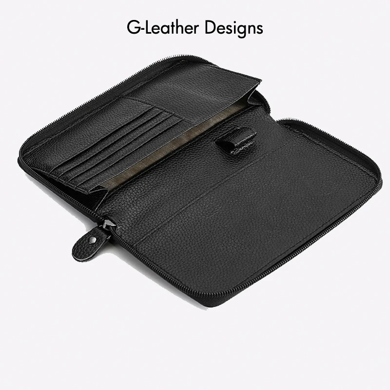 Genuine Leather Passport Cover Case Travel Wallet Boarding Pass Holder Large Capacity Travel Clutch Bag Zipper Around thumbnail 3