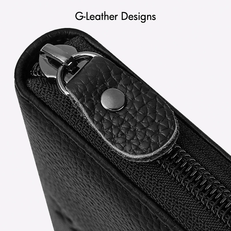 Genuine Leather Passport Cover Case Travel Wallet Boarding Pass Holder Large Capacity Travel Clutch Bag Zipper Around thumbnail 4