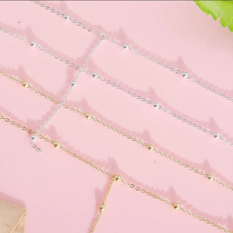 New Trendy 925 Sterling Silver Double Layer Bead Necklace Long Pendant Tassel Neckchain For Women Fine Jewelry Accessories Gift thumbnail 2