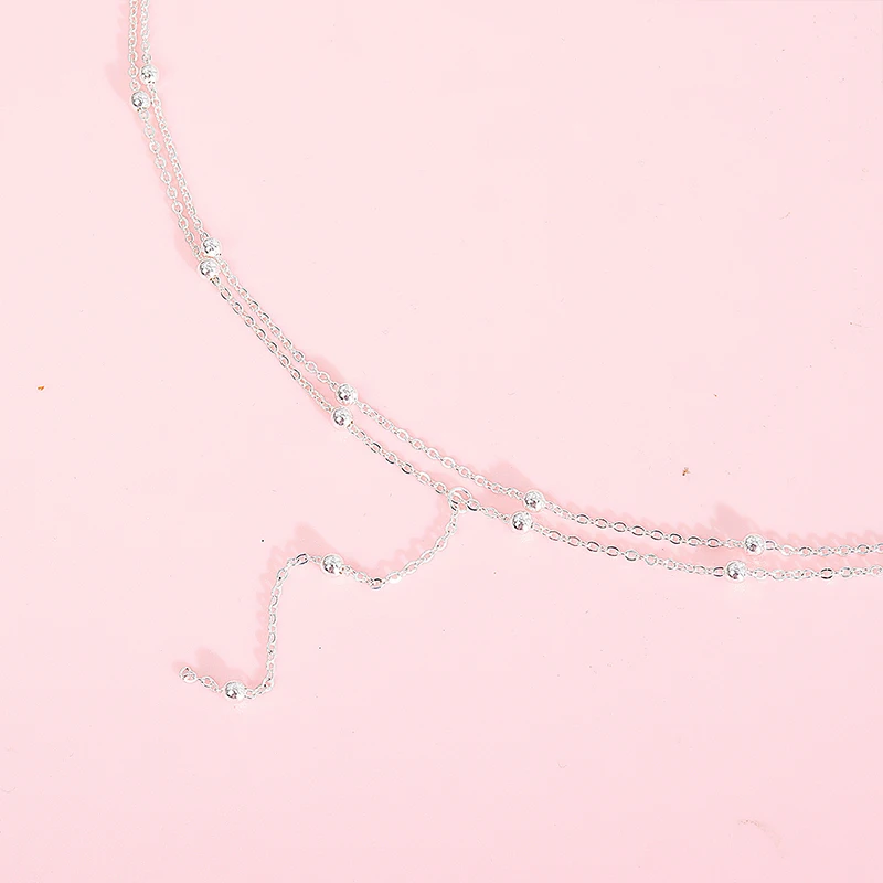 New Trendy 925 Sterling Silver Double Layer Bead Necklace Long Pendant Tassel Neckchain For Women Fine Jewelry Accessories Gift thumbnail 5