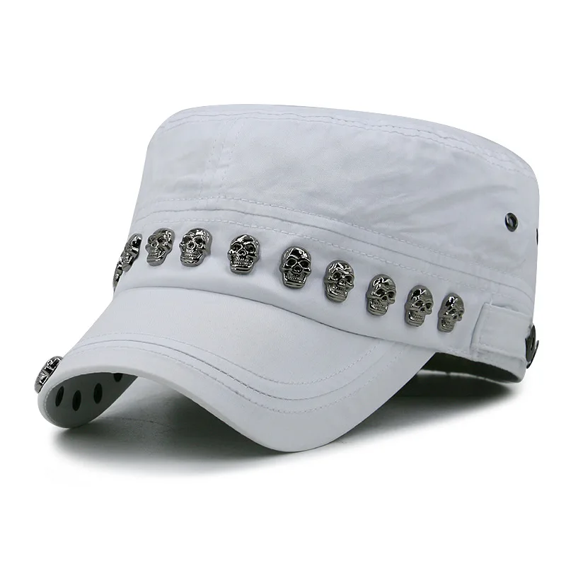 Men Women Baseball Cap Skull Rivet Flat Top Big Head Hat Outdoor Leisure Hats Hip Hop High Street Dancing K-pop thumbnail 2