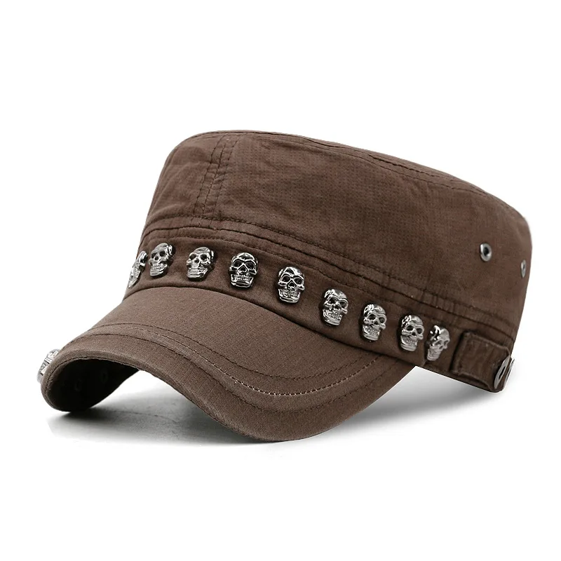 Men Women Baseball Cap Skull Rivet Flat Top Big Head Hat Outdoor Leisure Hats Hip Hop High Street Dancing K-pop thumbnail 3