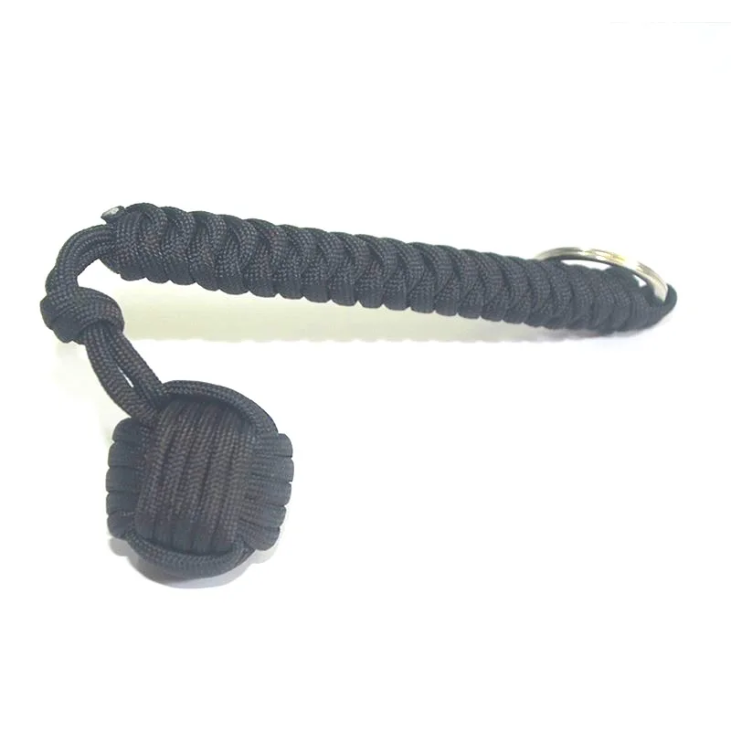 Outdoor Security Protection Black Monkey Fist Steel Ball For Girl Bearing Self Defense Lanyard Survival Key Chain Broken Windows thumbnail 2
