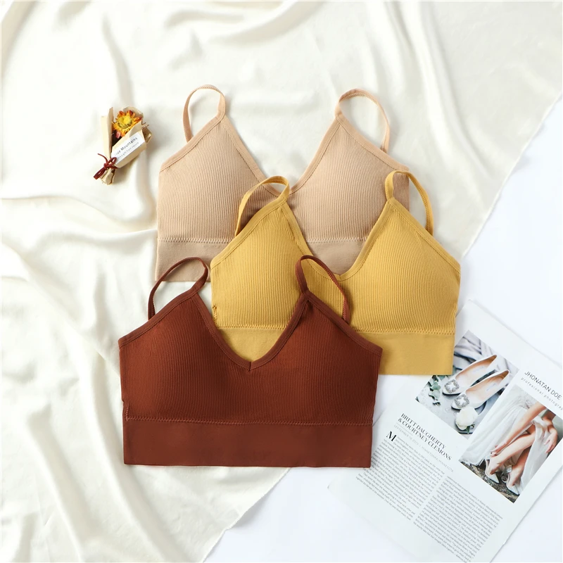 2PCS Bra Set Women Underwear Set Sexy Bralette Female Lingerie Ribbed Tops Seamless Wire Free Bra Panty 2022 thumbnail 4