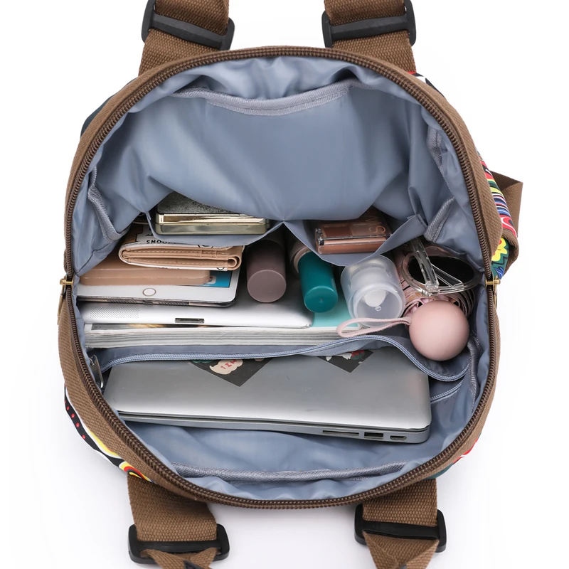 Fashion Designer Backpacks Female Canvas Rucksack Women Large Bagpack Travel Bags Big School Backpack for Students Shoulder Bag thumbnail 6