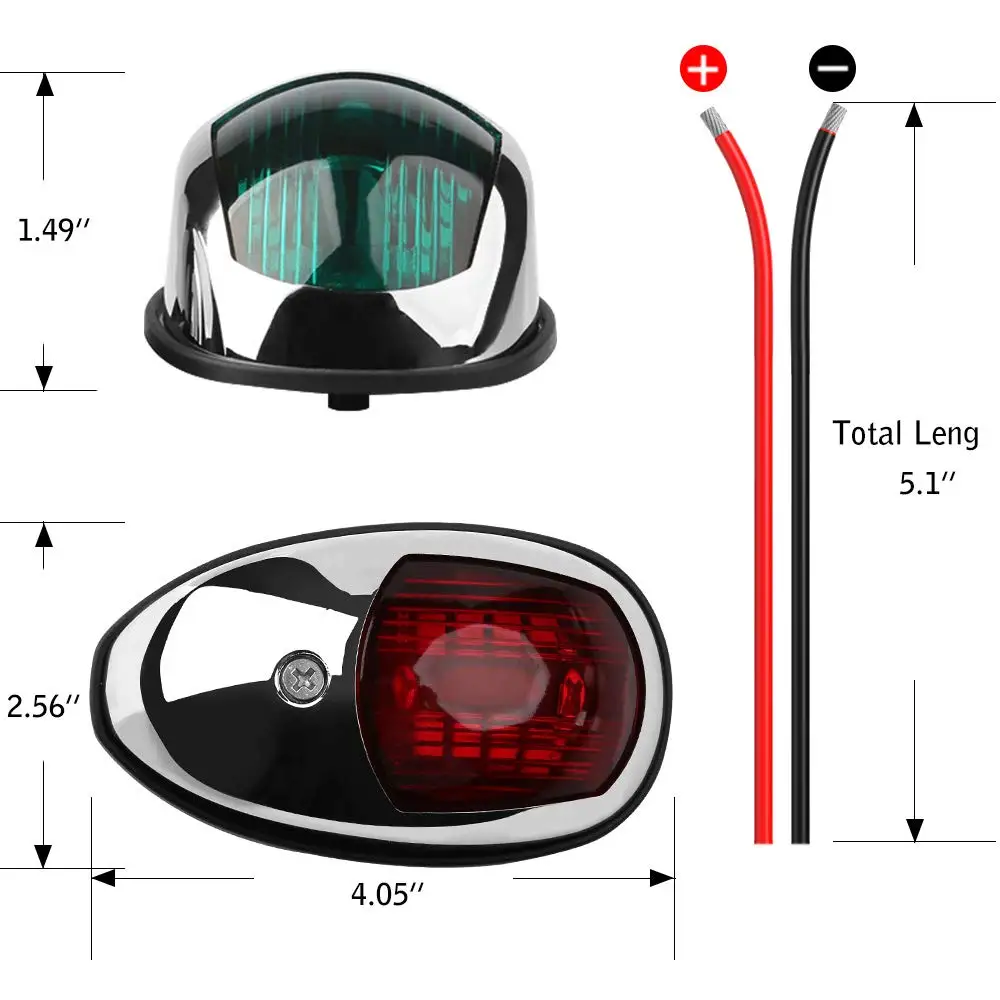 Yacht Navigation Light Waterproof LED Marine Sounding Light  Navigation Light Red and Green Marine Light 12V  24V  2 PCS thumbnail 5
