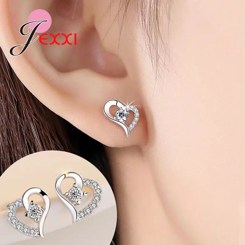 Whoelsae 925 Sterling Silver Jewelry Sets for Women Wedding Engagement Shiny Cubic Zircon Heart Charms Necklace Earrings thumbnail 6