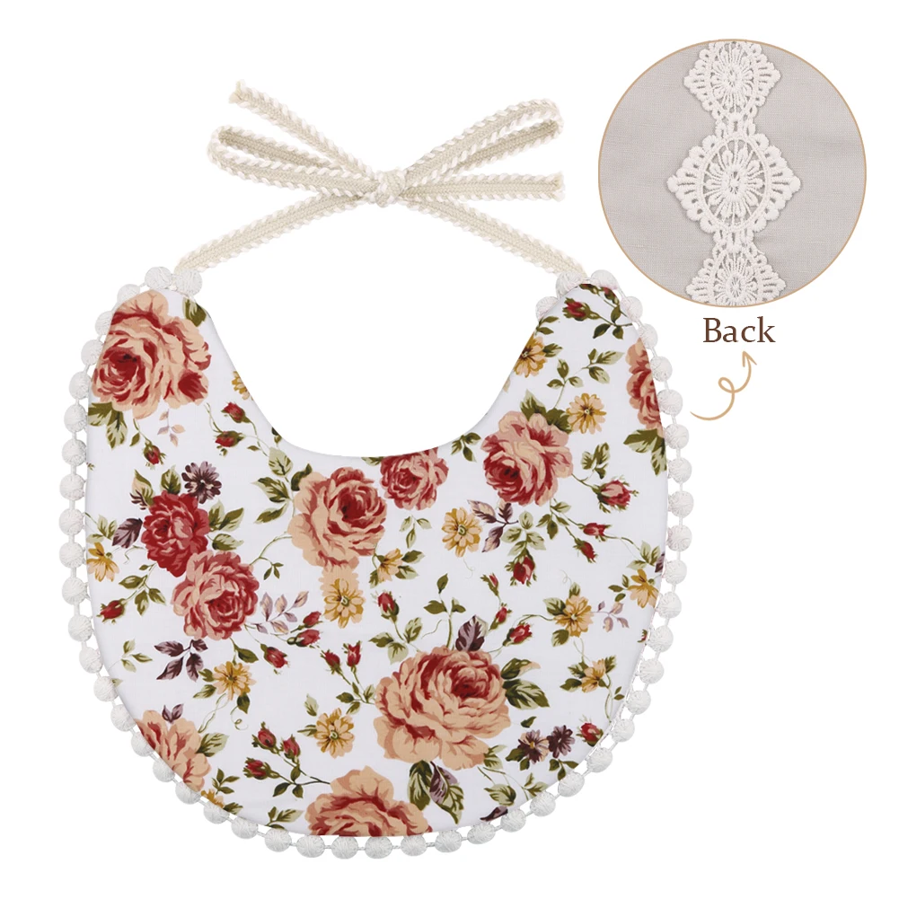 Cute Cartoon Dinner Feeding Clothes Double-deck Cotton Linen Baby Boys Girls Bibs Animal Flower Print Saliva Towel Kids Stuff thumbnail 5