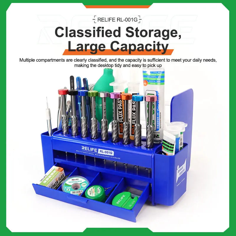 RELIFE RL-001G Multifunction Tool Storage Box Large Capacity Portable Mobile Phone Repair Tools Storage Box Organizer thumbnail 4