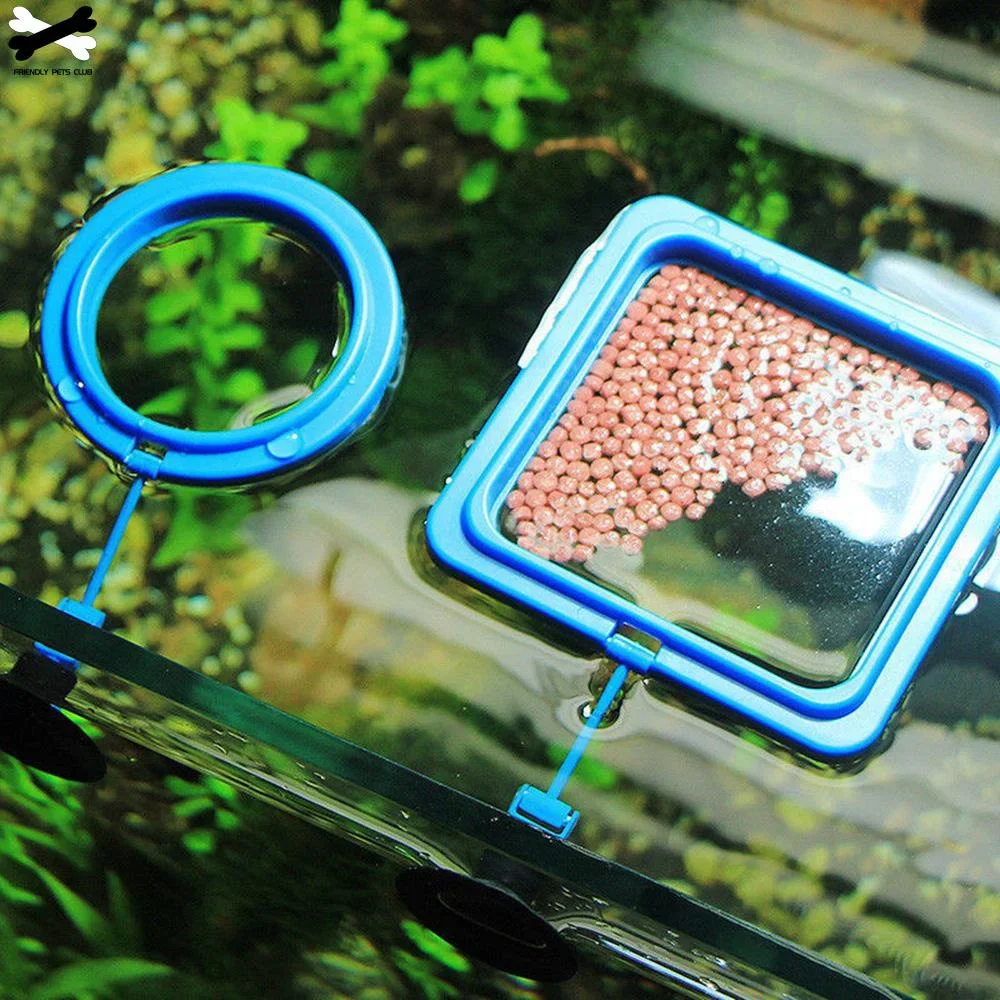 Aquarium Feeding Ring Fish Tank Station Floating Food Tray Feeder Square Circle Accessory Water Plant Buoyancy Suction Cup thumbnail 2
