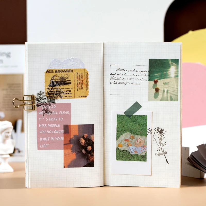 50 sheets Ins Style Sticker Book Washi Paper journal DIY Material Decoration Sticker Memo Pad Scrapbook Stationery thumbnail 4