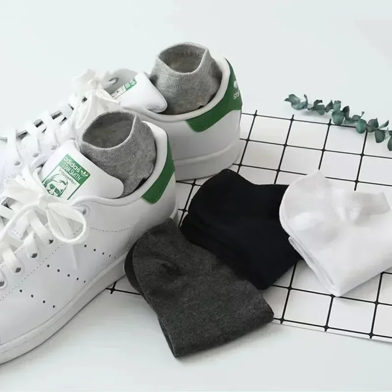 5/10 Pairs Women Socks Breathable Sports socks Solid Color Boat socks Comfortable Cotton AnkleSocks White Black thumbnail 5