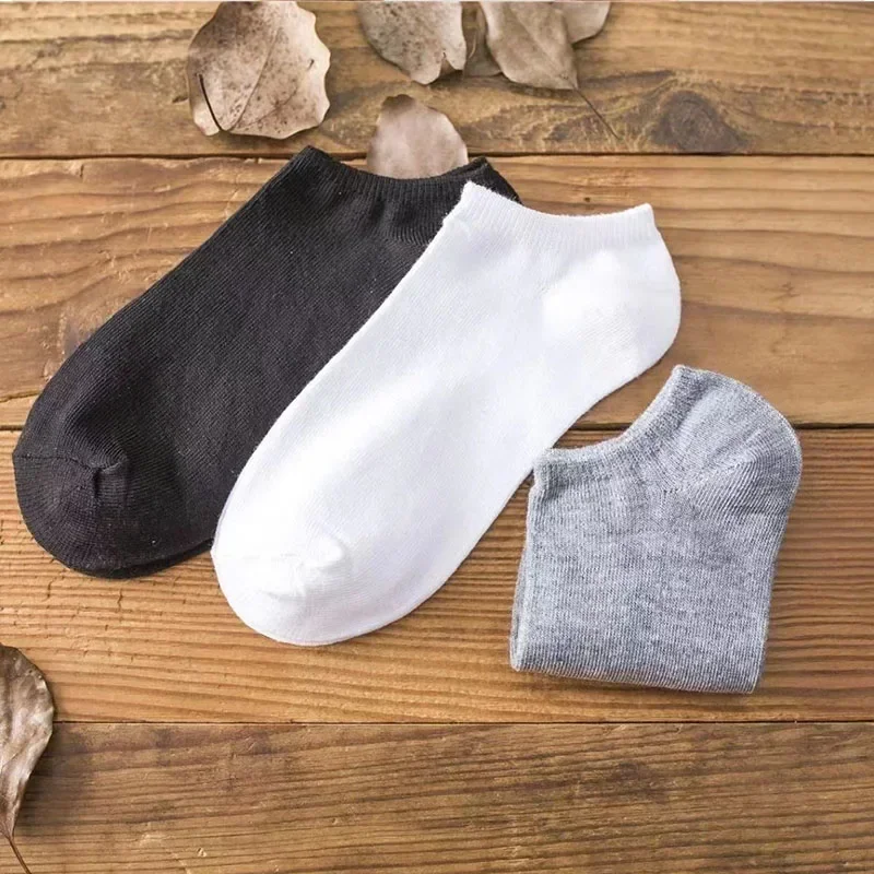 5/10 Pairs Women Socks Breathable Sports socks Solid Color Boat socks Comfortable Cotton AnkleSocks White Black thumbnail 3