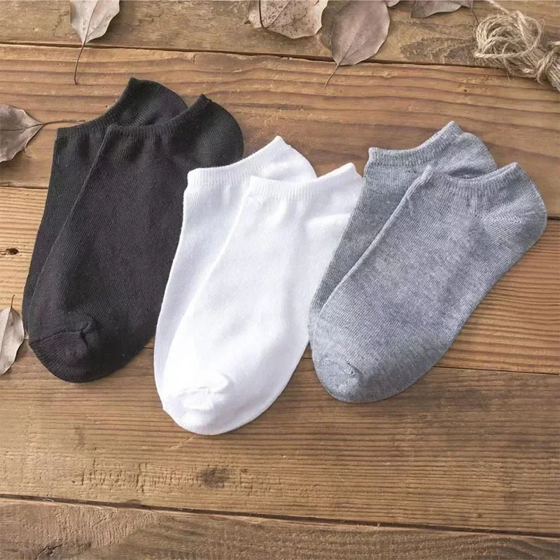 5/10 Pairs Women Socks Breathable Sports socks Solid Color Boat socks Comfortable Cotton AnkleSocks White Black thumbnail 2