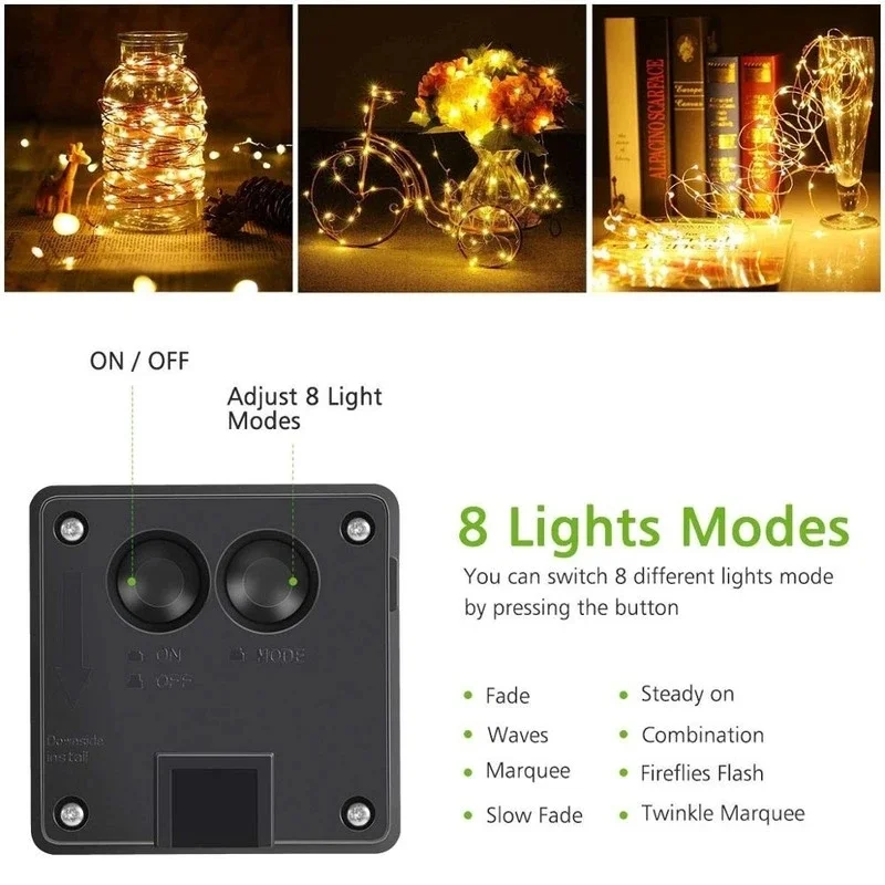 7m/12m/22m/32m LED Solar Light Outdoor Garden Fairy String Light Led Twinkle Waterproof Lamp for Christmas Patio Tree Party thumbnail 2