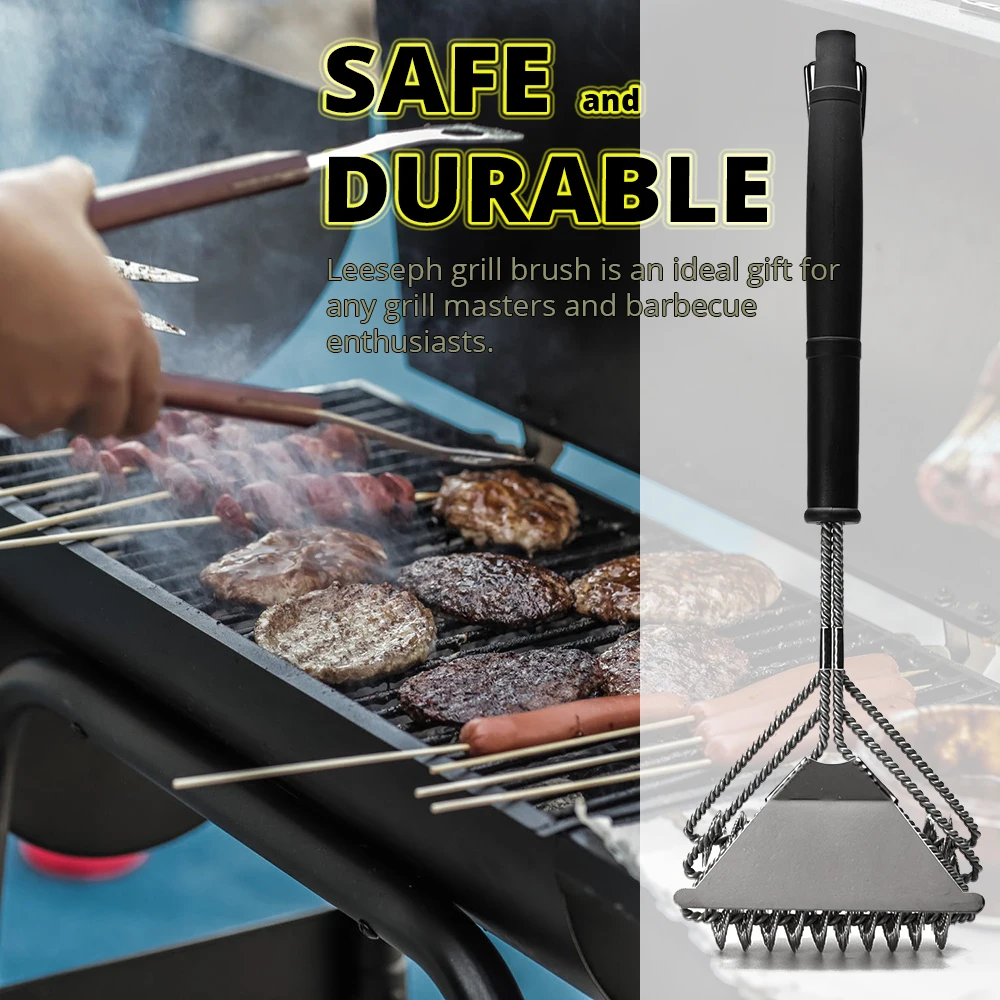 Safe Grill Brush - Bristle Free BBQ Grill Brush - Rust Resistant Stainless Steel Barbecue Cleaner - Great Grilling Accessories thumbnail 6