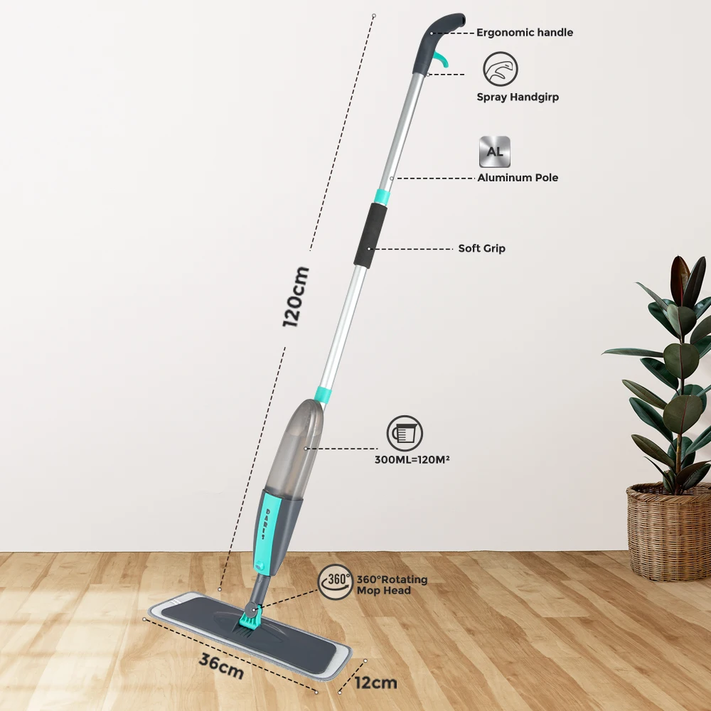 Magic Floor Cleaning Sweeper Brooms With Microfiber Pads 360° Rotation Flat Spray Floor Mop Broom For Cleaning Home Spin Mop thumbnail 3