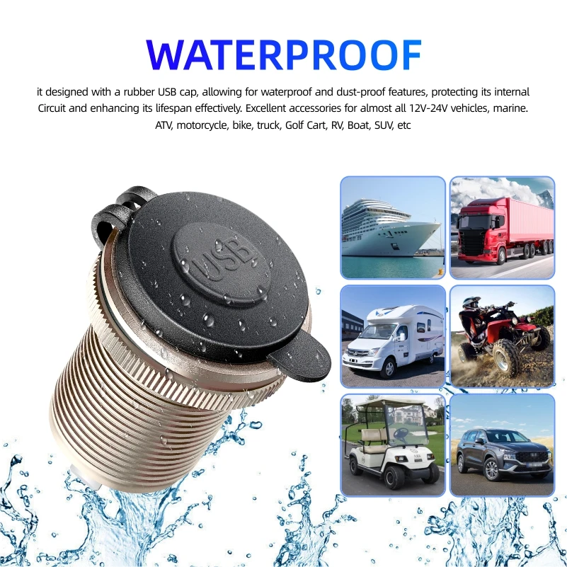 12v automotive usb socket Voltmeter digital usb c qc3.0 Cigar jack socket for  bmw e65 e61 x3 e83 f20 e87 x5 e53 e46 accessories thumbnail 6