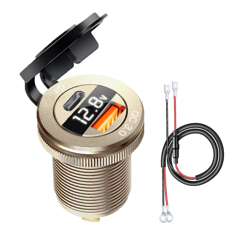 12v automotive usb socket Voltmeter digital usb c qc3.0 Cigar jack socket for  bmw e65 e61 x3 e83 f20 e87 x5 e53 e46 accessories thumbnail 2