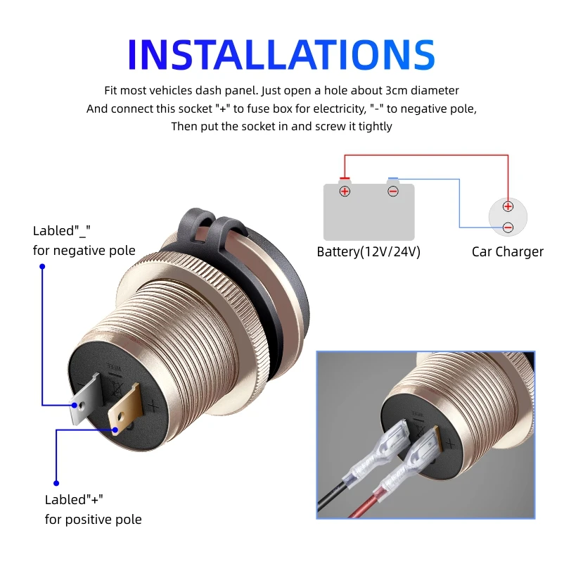 12v automotive usb socket Voltmeter digital usb c qc3.0 Cigar jack socket for  bmw e65 e61 x3 e83 f20 e87 x5 e53 e46 accessories thumbnail 5