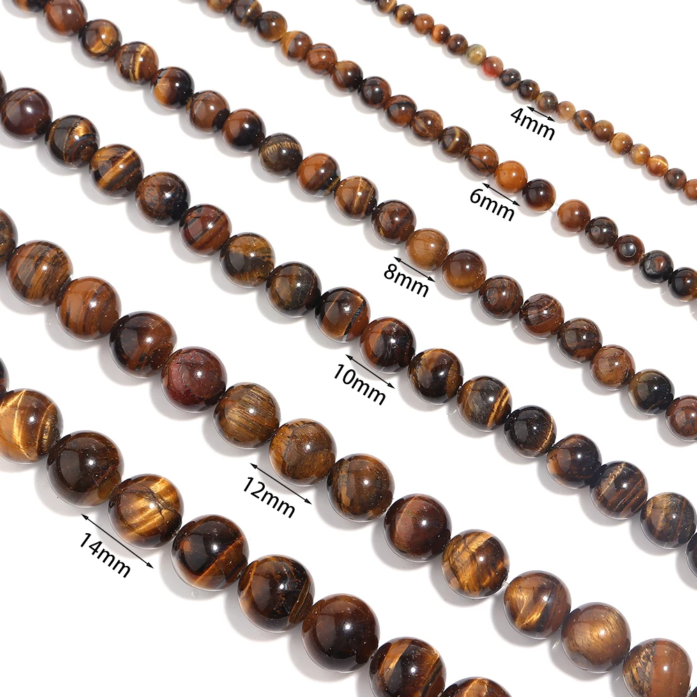 Natural Stone 4 6 8 10 12mm Round Tiger Eye Amethyst Agate Jades Stone Spacer Bead For Jewelry Making Diy Bracelet Needlework thumbnail 3