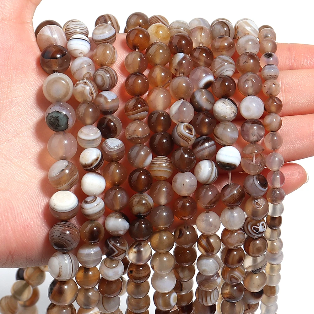 Natural Stone 4 6 8 10 12mm Round Tiger Eye Amethyst Agate Jades Stone Spacer Bead For Jewelry Making Diy Bracelet Needlework thumbnail 5