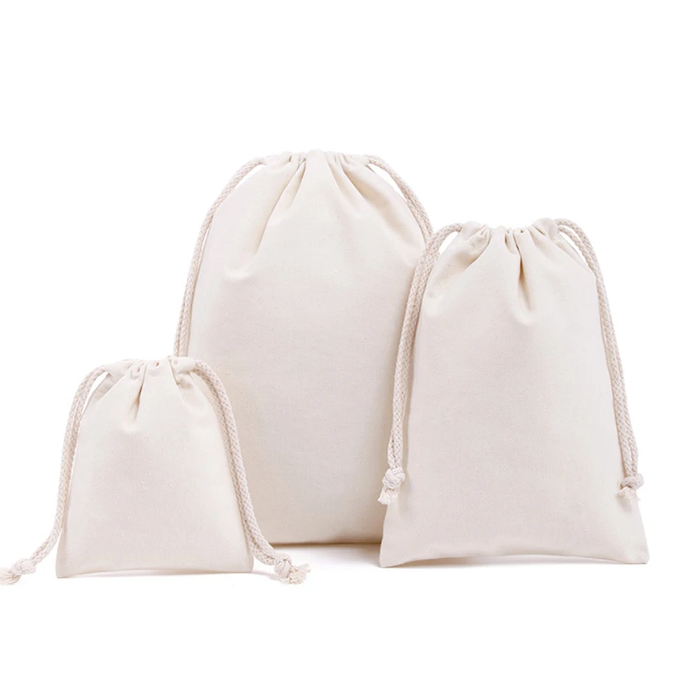 Canvas Drawstring bag Color Storage bag Cotton organizer bag Portable Tote Handbags Grocery shoulder bag foldable Shopping bag thumbnail 3