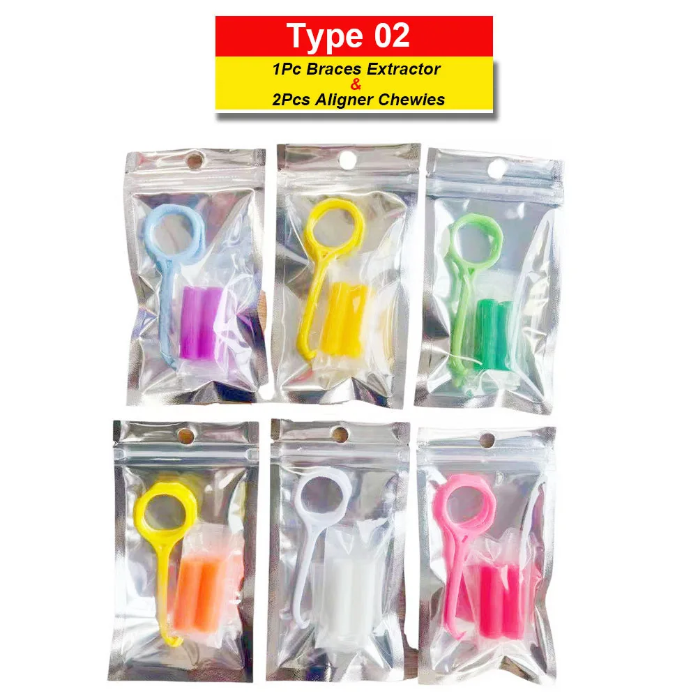 Wholesale 20/50/100Packs Orthodontic Aligner Removal Hook Tool Set 3 Types Dental Invisible Brace Extractor Oral Tooth Chewies thumbnail 3