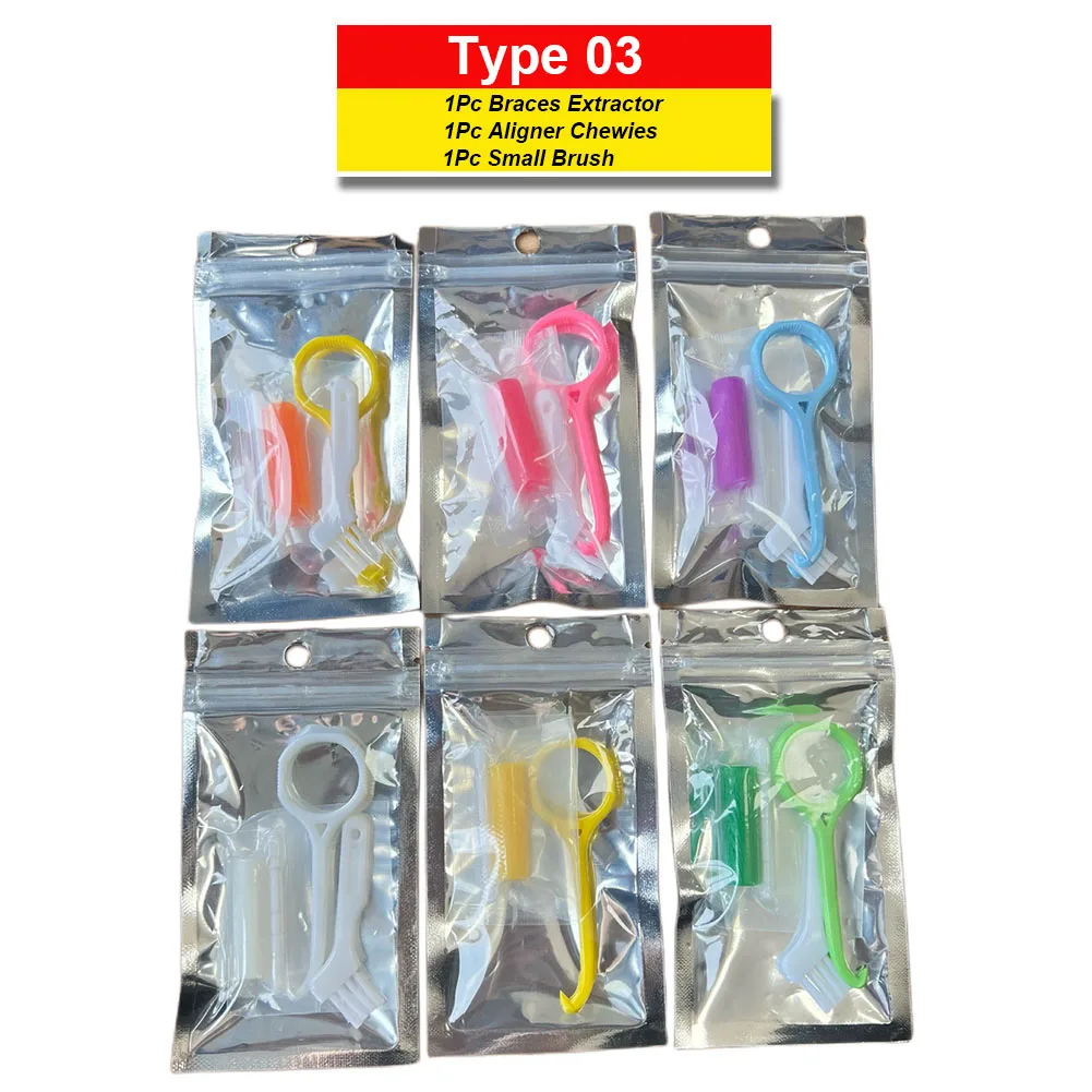 Wholesale 20/50/100Packs Orthodontic Aligner Removal Hook Tool Set 3 Types Dental Invisible Brace Extractor Oral Tooth Chewies thumbnail 4