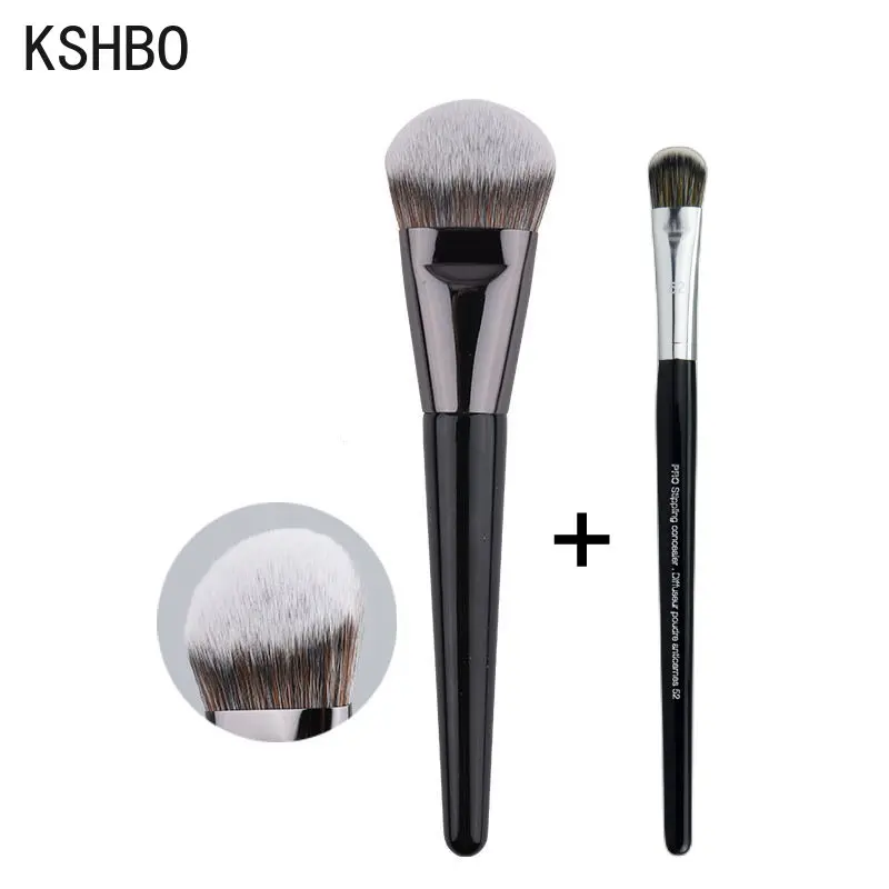 KSHBO 2pcs/Set Women's Foundation Brush Set 47 Broom Head Liquid Makeup Base Brushes for Face Shadow Repairing Beauty Tools thumbnail 4