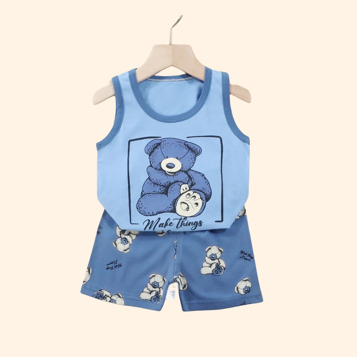 2PCS Children Sets Kids Clothes Vest Suit  Summer Children Clothing baby Cotton T-Shirts Shorts Tank Top  Boys Girls Sleeveless thumbnail 3