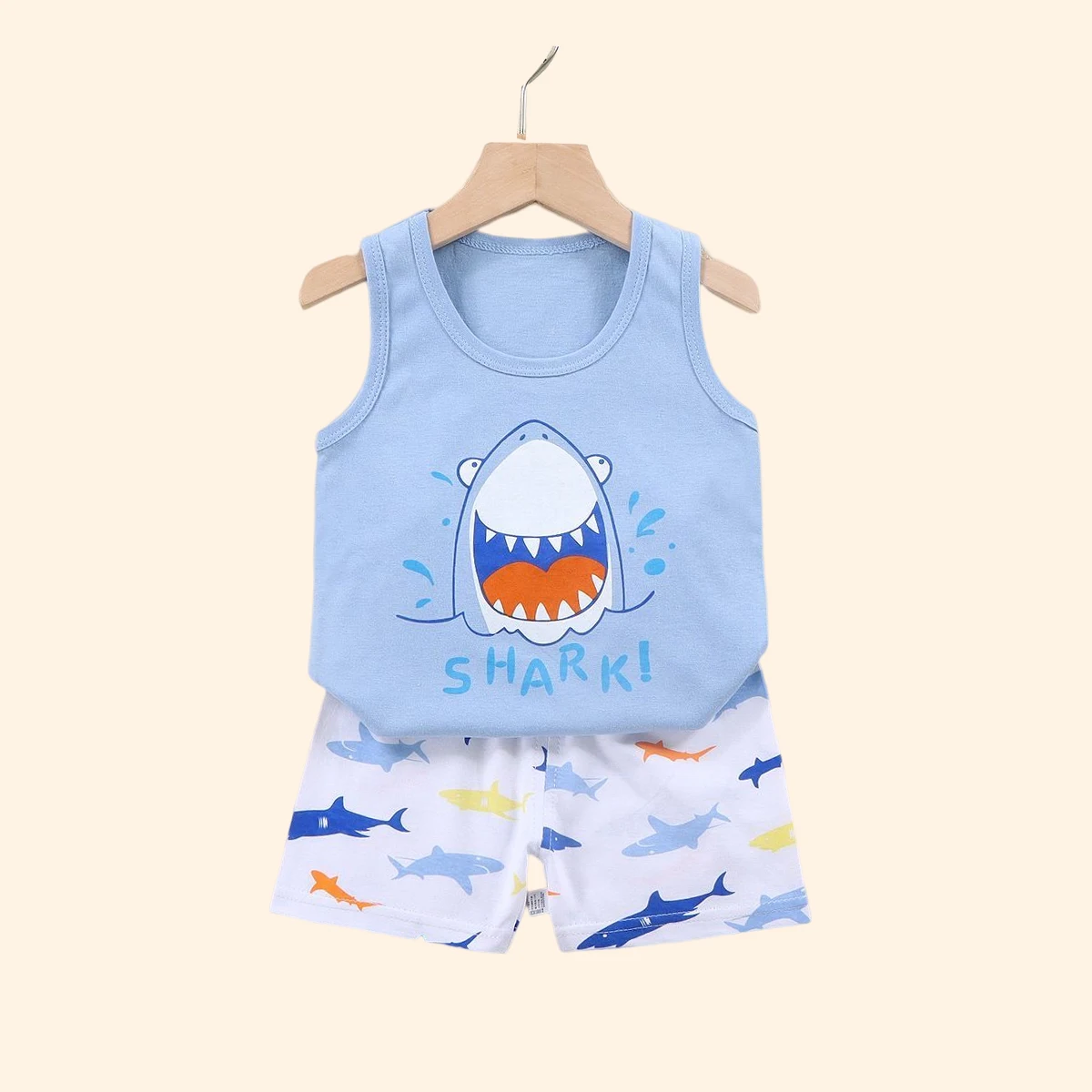 2PCS Children Sets Kids Clothes Vest Suit  Summer Children Clothing baby Cotton T-Shirts Shorts Tank Top  Boys Girls Sleeveless thumbnail 4