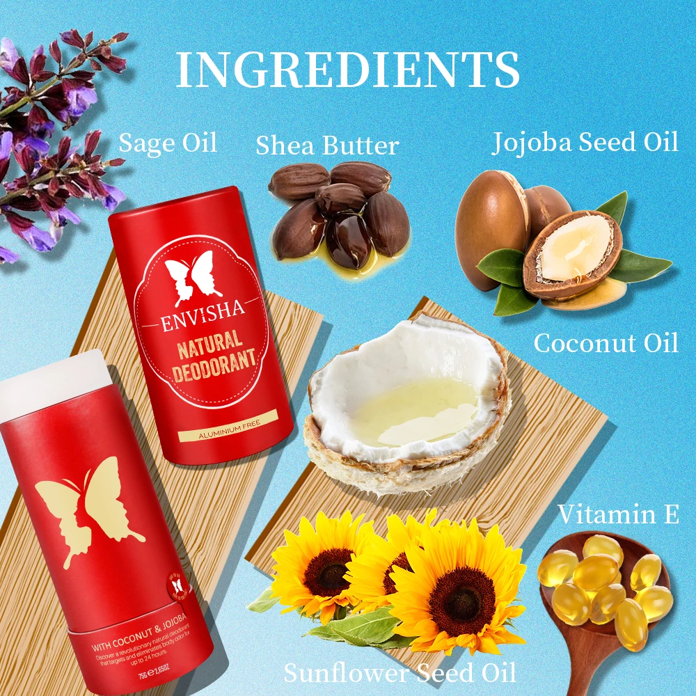 ENVISHA Beauty Health Antiperspirant Deodorant Stick Cream Body Skin Care Natural Mint Cucumber Underarm Odor Women Men Sports thumbnail 5