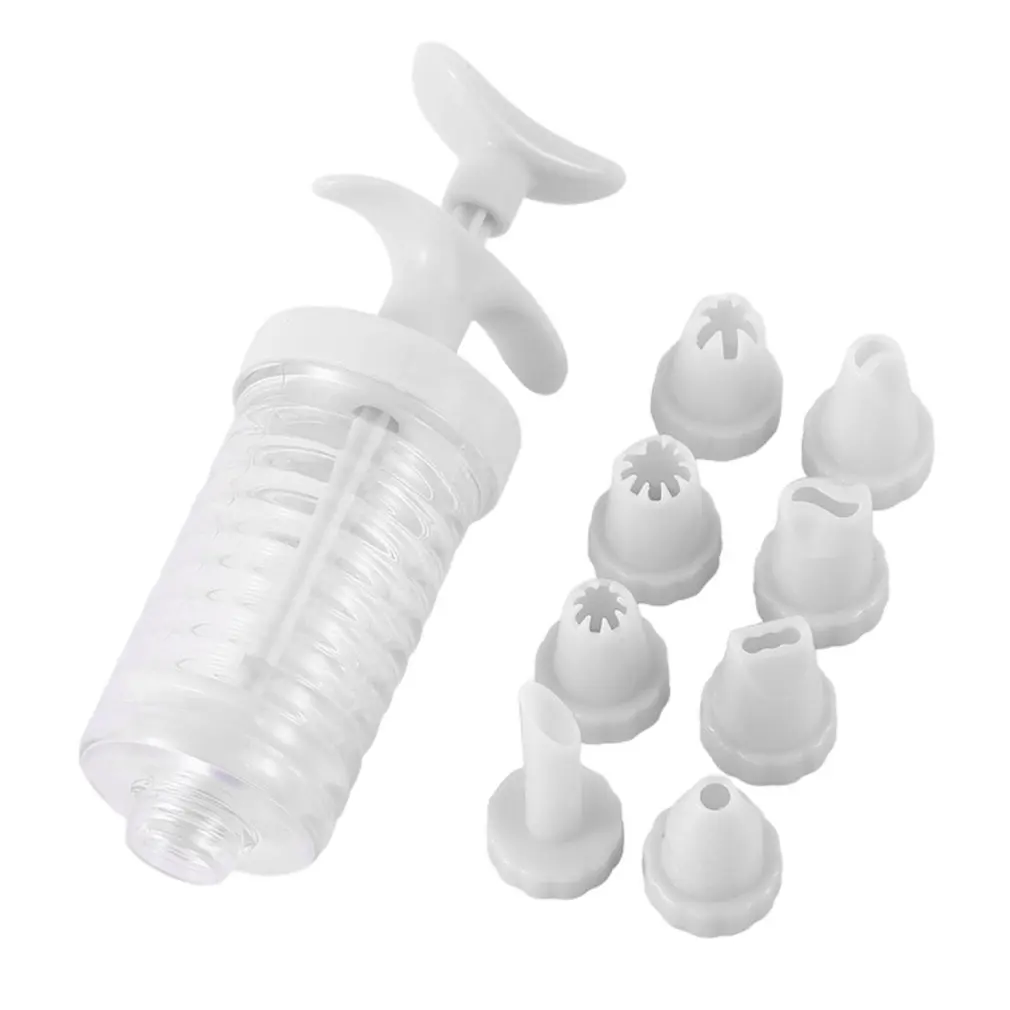 new 8 pipe nozzles with syringe Plastic cream baking nozzle dispenser Icing pastry cream tips Pastry tube decoration tool thumbnail 6