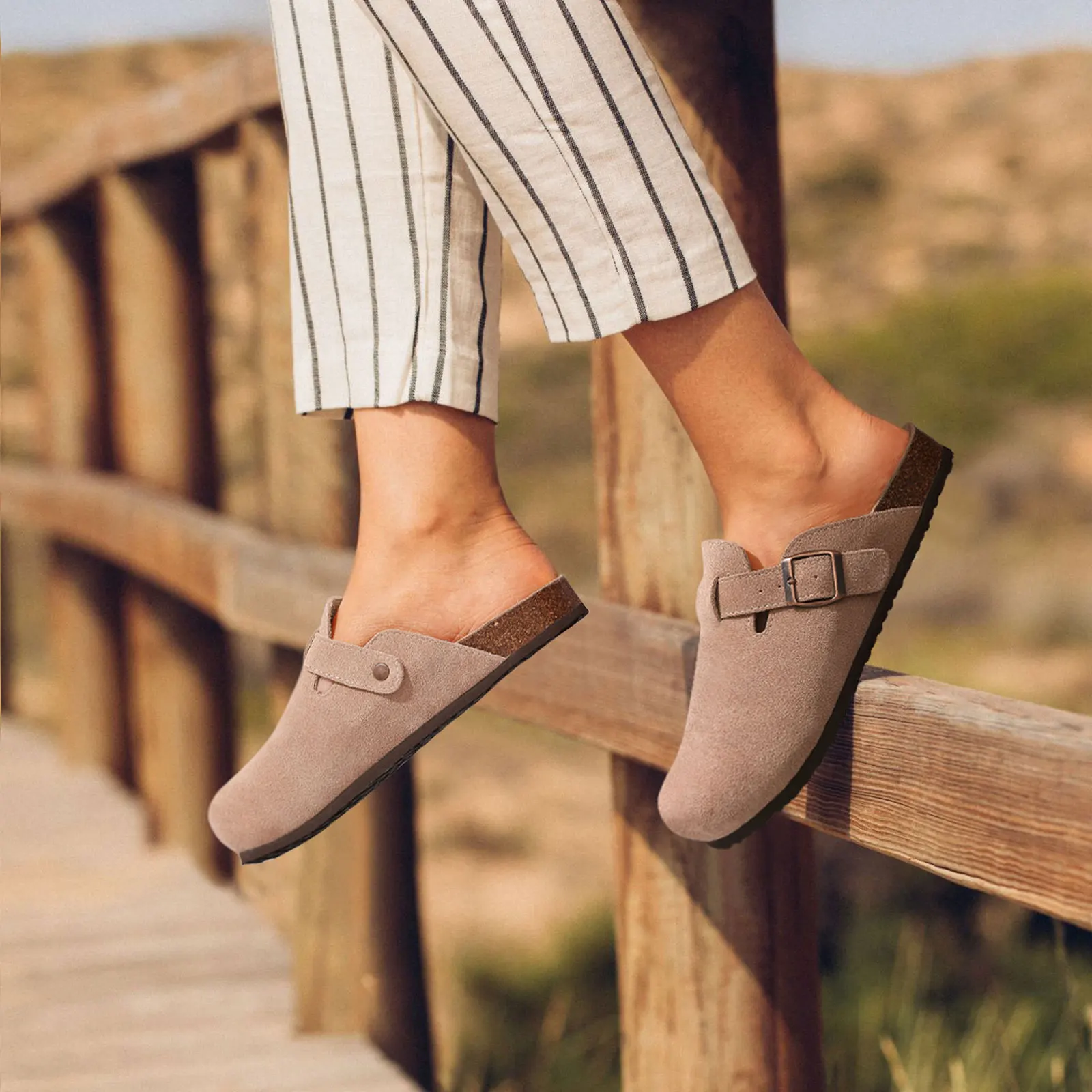 Shevalues Suede Clogs For Women Men Summer Cork Mules Soft Footbed Sandals With Arch Support  New Leisure Fashion Genuine Clogs thumbnail 2