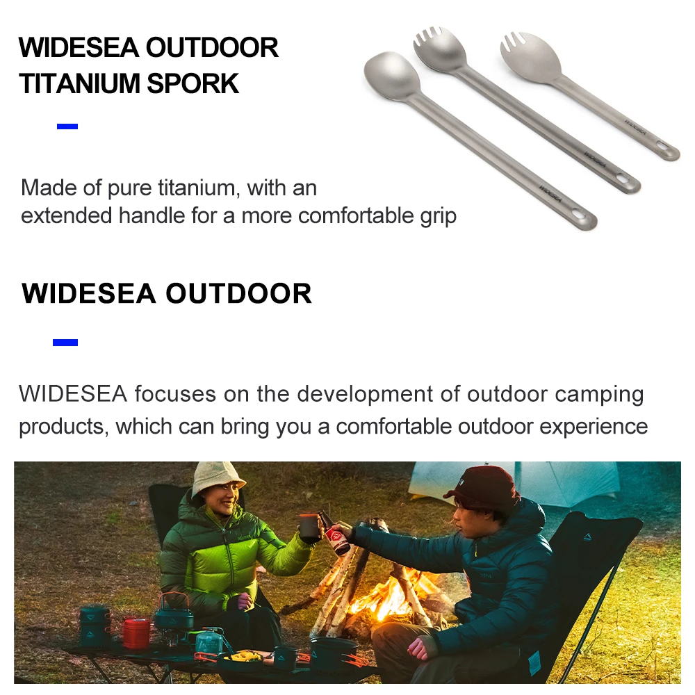 Widesea Camping Titanium Spork  Spoon Outdoor Lightweight Fork Tableware Portable Picnic Hiking Travelling Ultralight Dinnerware thumbnail 5