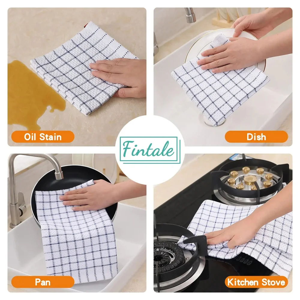Homaxy 100% Cotton Kitchen Towel Soft Dishcloth Super Absorbent Kitchen Cloths Home Cleaning Scouring Towel Washing Dishes Cloth thumbnail 3