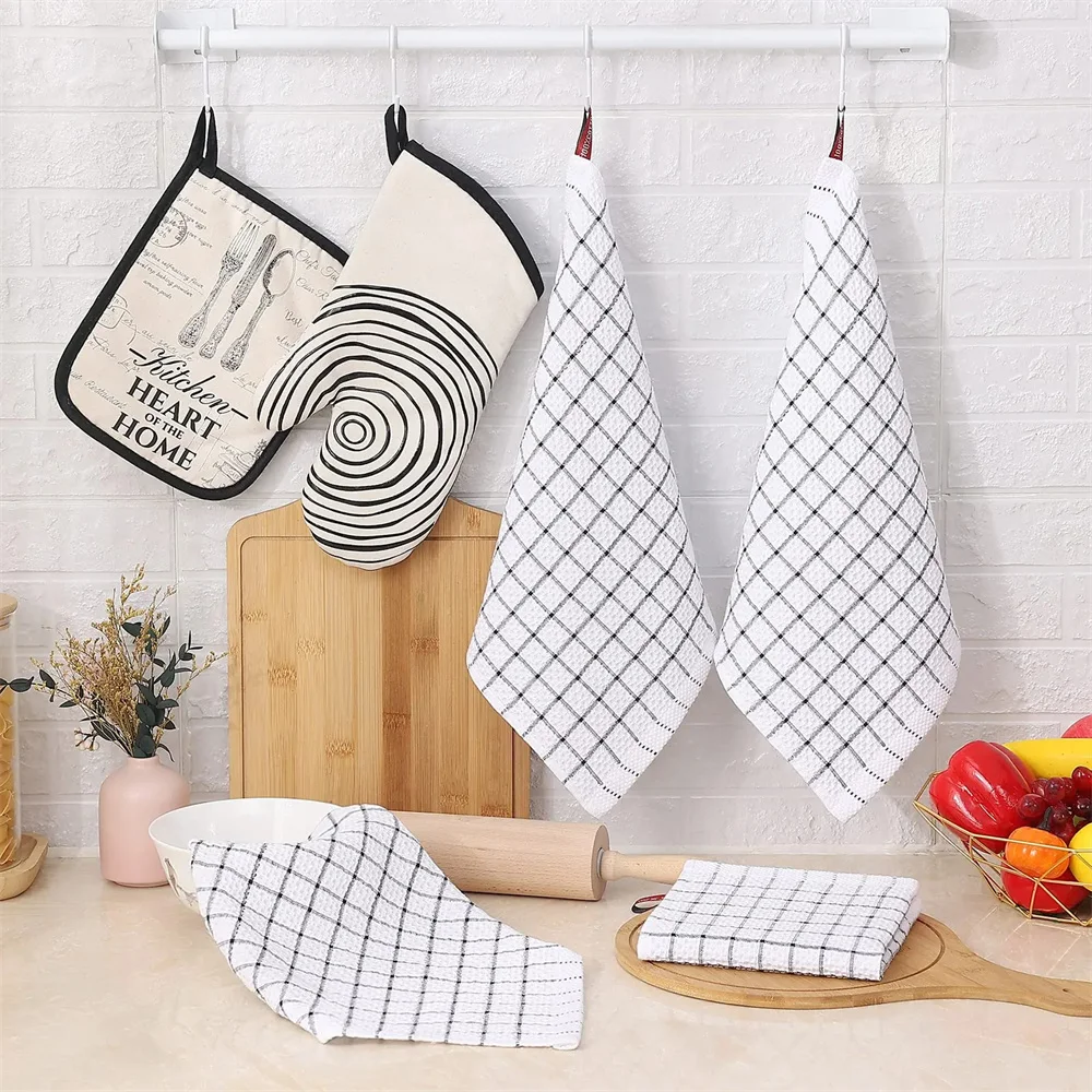 Homaxy 100% Cotton Kitchen Towel Soft Dishcloth Super Absorbent Kitchen Cloths Home Cleaning Scouring Towel Washing Dishes Cloth thumbnail 5