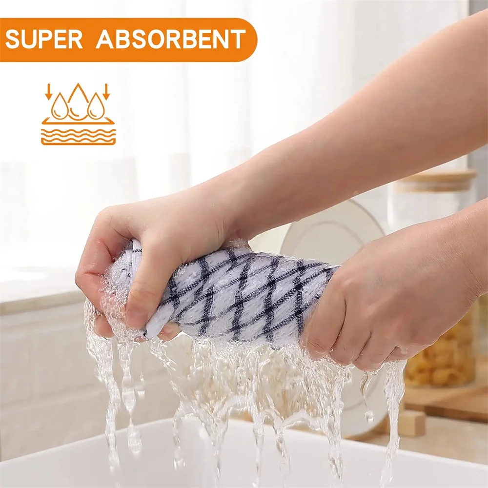Homaxy 100% Cotton Kitchen Towel Soft Dishcloth Super Absorbent Kitchen Cloths Home Cleaning Scouring Towel Washing Dishes Cloth thumbnail 2