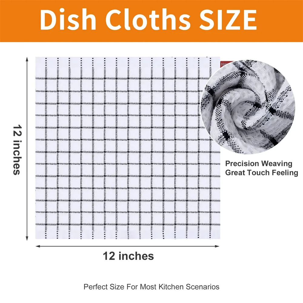 Homaxy 100% Cotton Kitchen Towel Soft Dishcloth Super Absorbent Kitchen Cloths Home Cleaning Scouring Towel Washing Dishes Cloth thumbnail 4