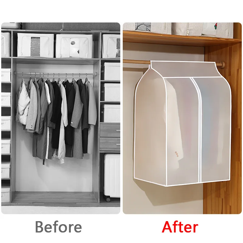 Clothing Dust Cover Transparent Dress Clothes Garment Dust Cover Hanging Organizer Waterproof Dustproof Clothes Wardrobe Storage thumbnail 3