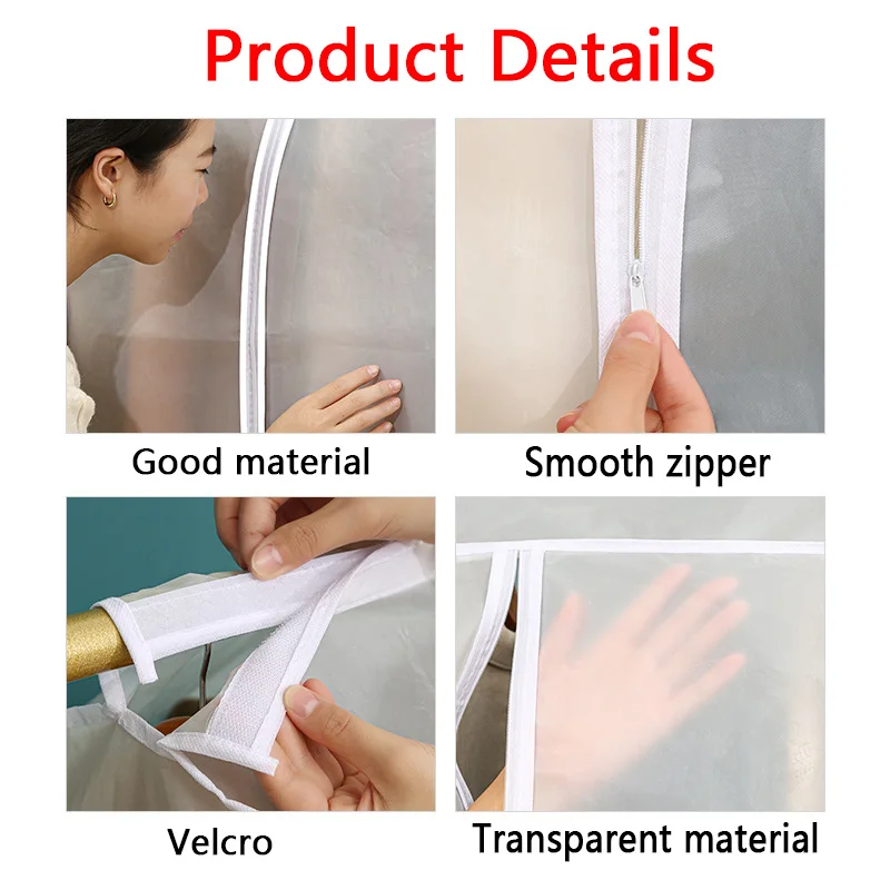 Clothing Dust Cover Transparent Dress Clothes Garment Dust Cover Hanging Organizer Waterproof Dustproof Clothes Wardrobe Storage thumbnail 4