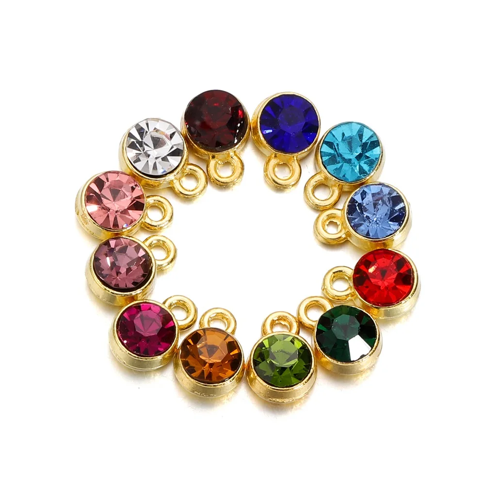 20Pcs/Lot Colorful Crystal Birthstone Dangle Charms Necklace Bracelet Earring Keychain Pendant For DIY Jeweley Making Supplies thumbnail 4