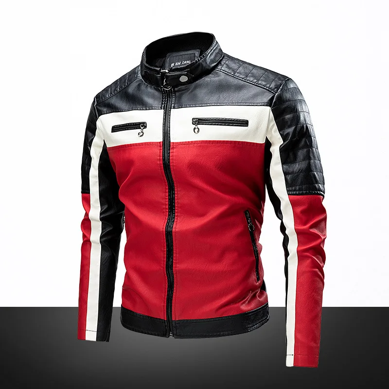 2026 Men Autumn Jacket Bomber Biker Zipper Motorcycle Faux Fur Coat Male Fleece Pilot Vintage Black Red Brown PU Leather Jacket
