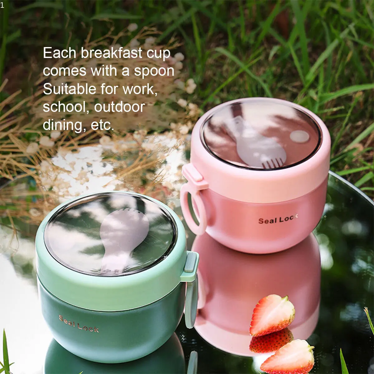 600ML Stainless Steel Lunch Box Hot Food Flask Soup Storage Vacuum Thermal Jar Thermos Containers Bento Lunch Box for Kids thumbnail 6