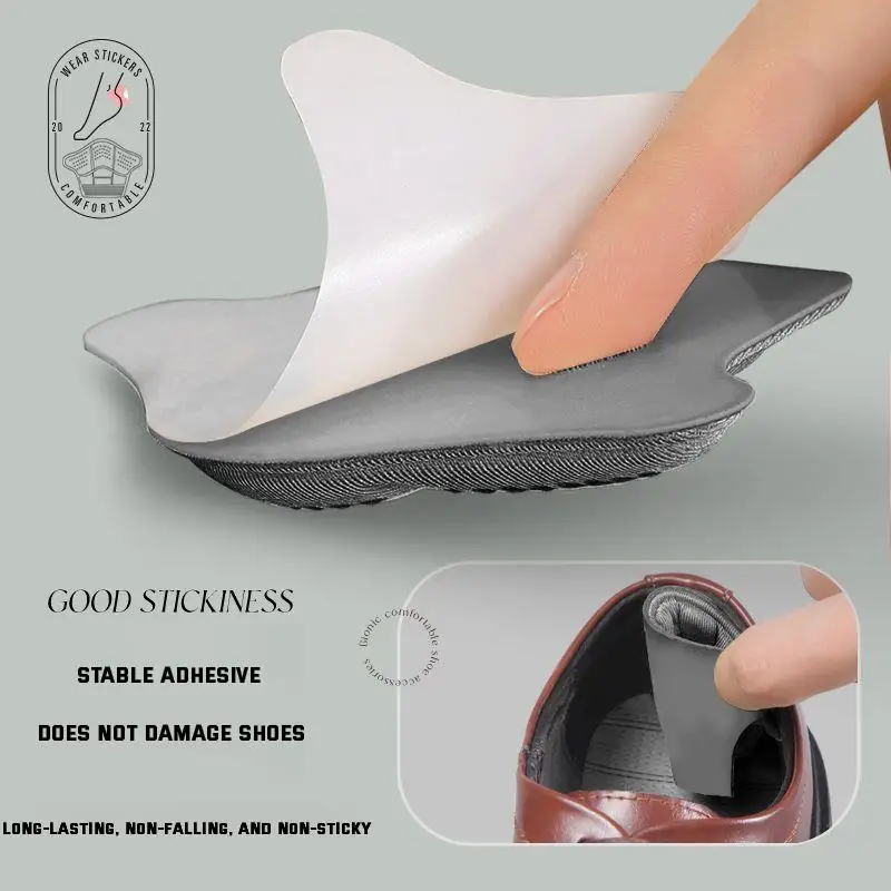 5D Men Heel Protectors Stickers Comfort Leather Shoes Pads Sneakers Insoles Foot Pain Relievers Adjust Size Cushion Care Inserts thumbnail 3