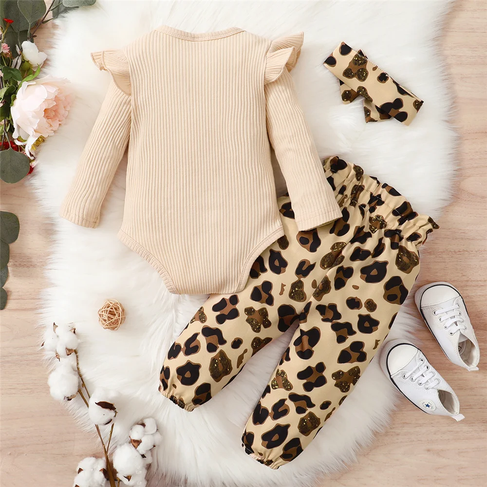 0-18 Months Newborn Baby Girl Clothes Set Long Sleeve Bodysuit+Leopard Pants+Headband 3PCS Fashion Autumn Outfits Toddler Girl thumbnail 6