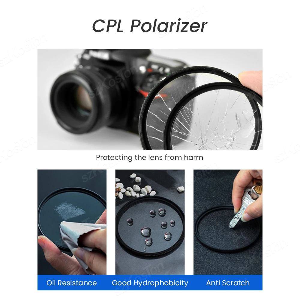 CPL Filter Ultra Slim Optics Multi Coated Circular Polarizer Camera Lens Filter 37mm 49mm 52mm 58mm 67mm 72mm 77mm 82mm thumbnail 2