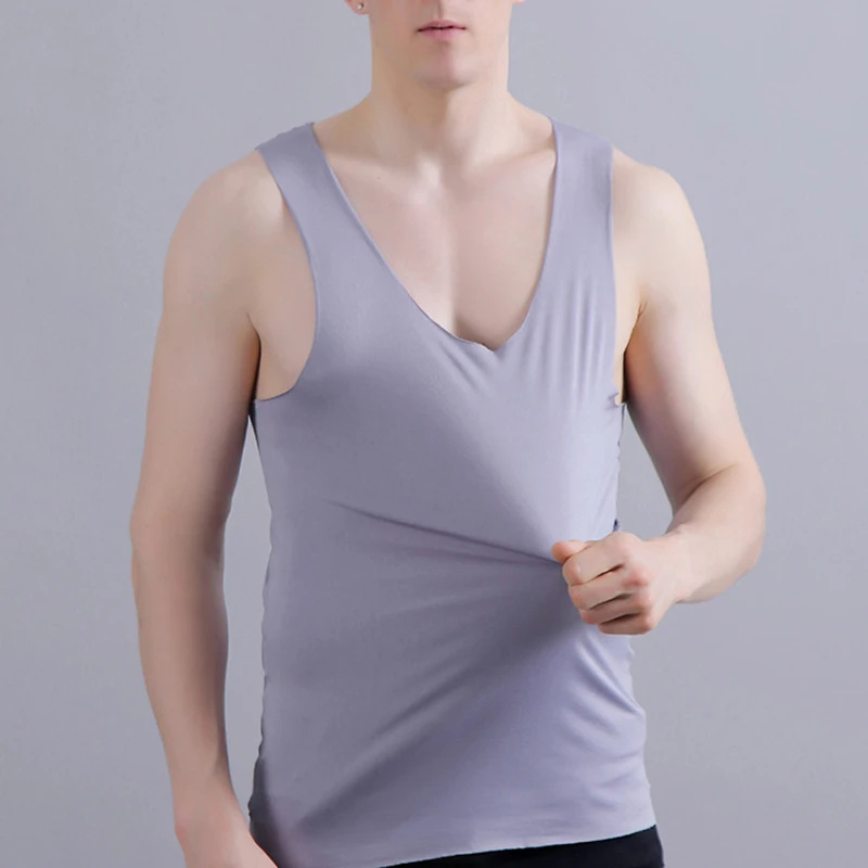 Silk Tank Tops Seamless Mens Vest Sleeveless Sport Bodysuit Vest For Men Clothing Plain Casual Summer Tank Undershirts Cool Gym thumbnail 6